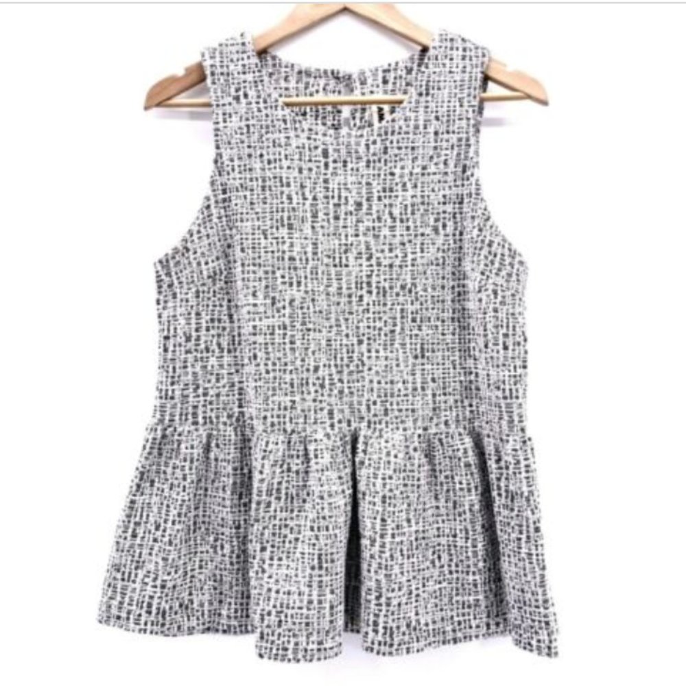 Anthropologie Amadi Peplum Tank Top Black White Kn